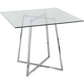 Cosmo Square Dining Table in Chrome & Clear Glass